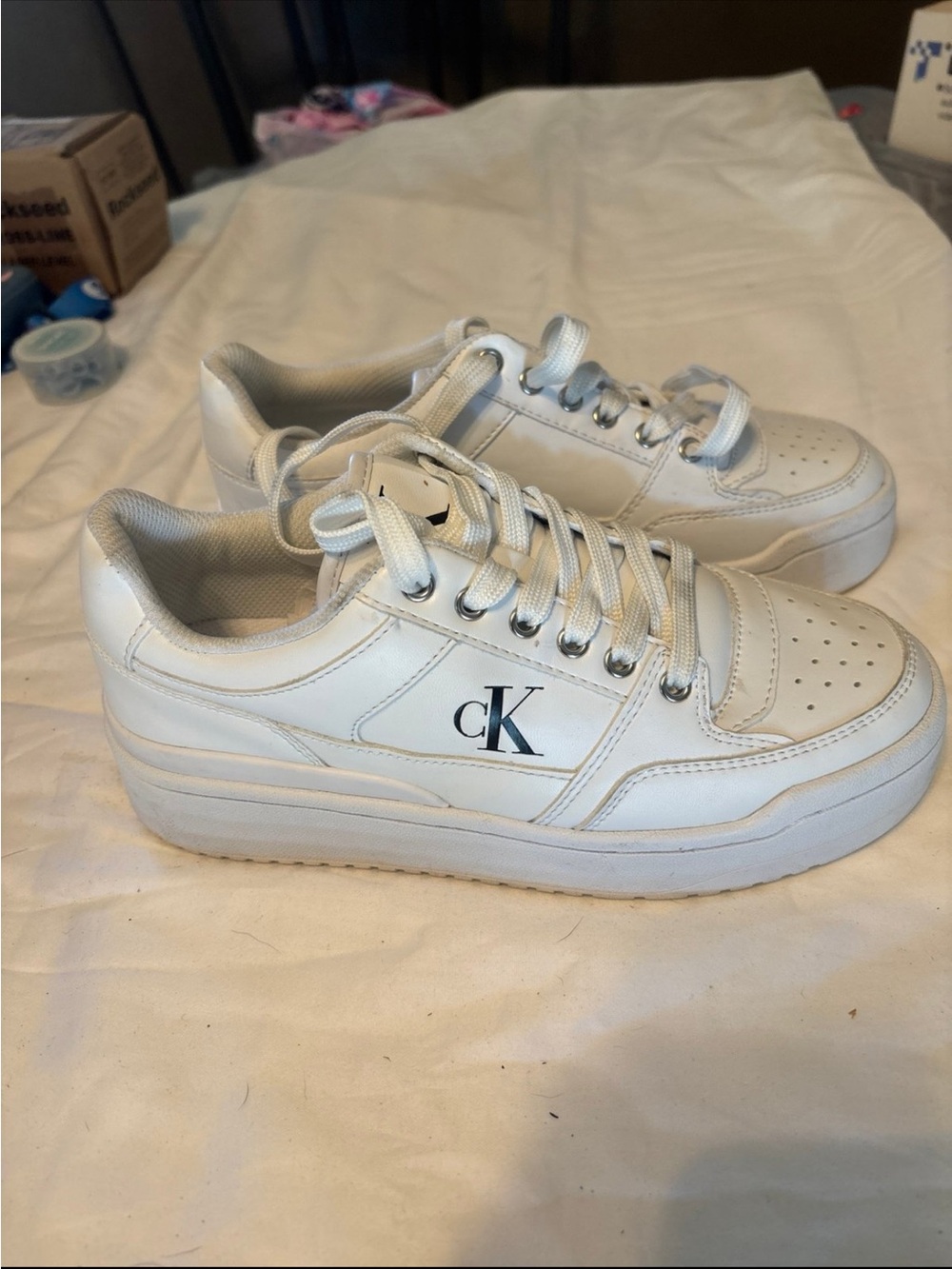 Calvin Klein White ' Platform Sneakers